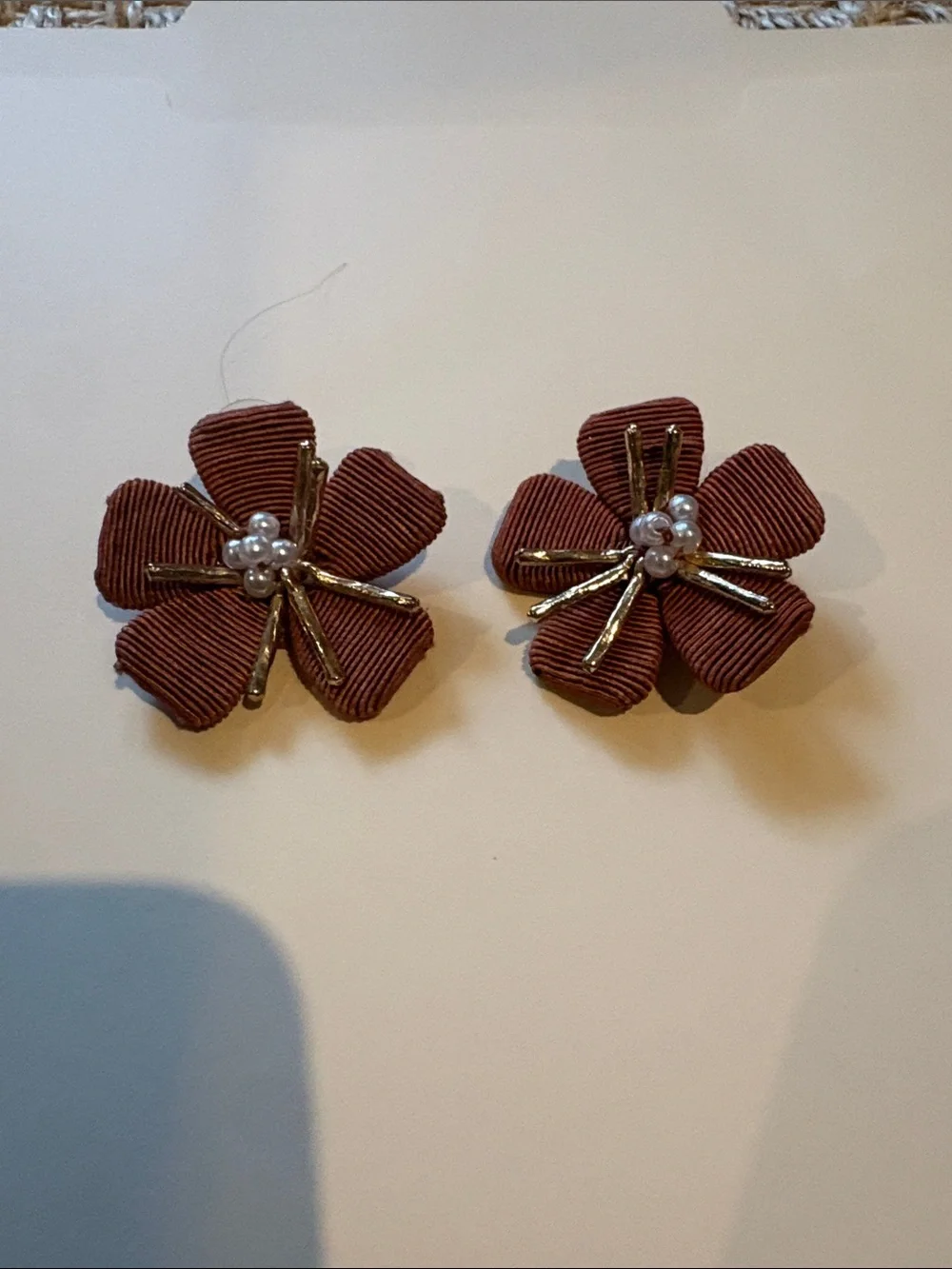 J crew Rust Fabric Pierced Earrings